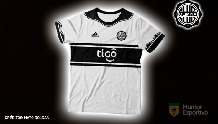 Camisas de times de futebol inspiradas nos escudos dos clubes: Olimpia.