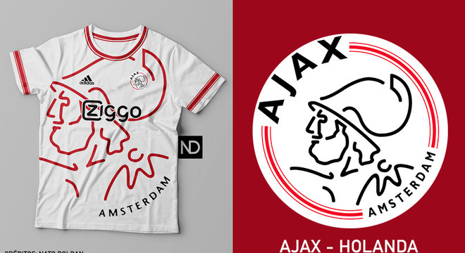 Camisas dos times de futebol inspiradas nos escudos dos clubes: Ajax
