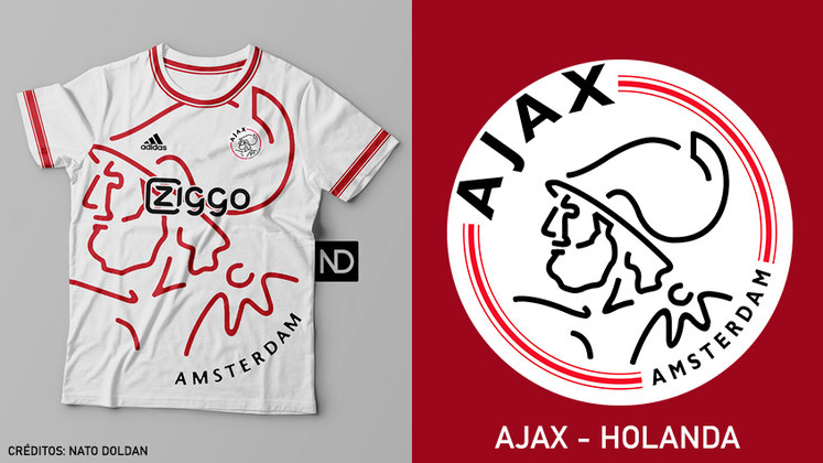Camisas dos times de futebol inspiradas nos escudos dos clubes: Ajax