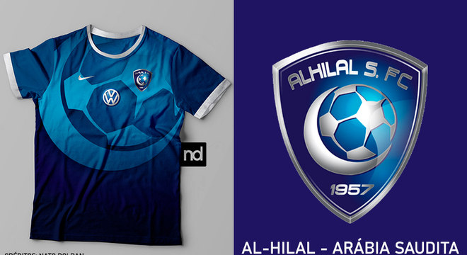 Camisas dos times de futebol inspiradas nos escudos dos clubes: Al-Hilal