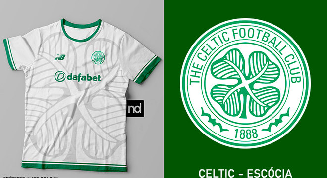 Camisas dos times de futebol inspiradas nos escudos dos clubes: Celtic