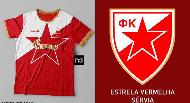 Camisas dos times de futebol inspiradas nos escudos dos clubes: Estrela Vermelha
