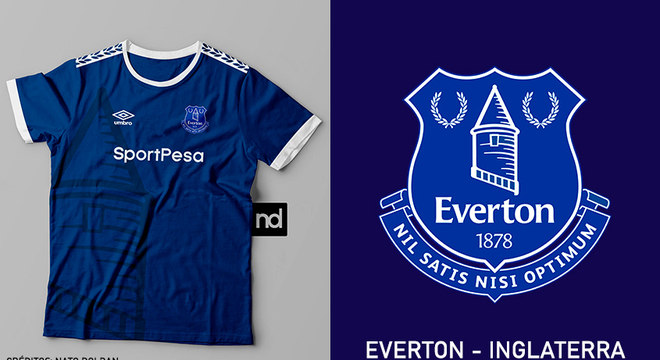 Camisas dos times de futebol inspiradas nos escudos dos clubes: Everton