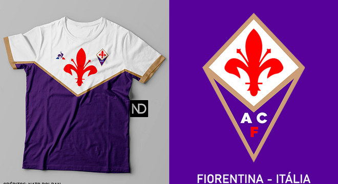 Camisas dos times de futebol inspiradas nos escudos dos clubes: Fiorentina