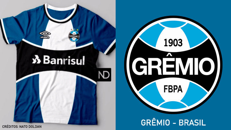 Camisas dos times de futebol inspiradas nos escudos dos clubes: Grêmio