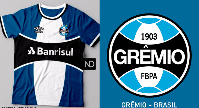 Camisas dos times de futebol inspiradas nos escudos dos clubes: Grmio