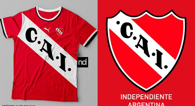 Camisas dos times de futebol inspiradas nos escudos dos clubes: Independiente