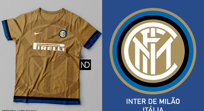 Camisas dos times de futebol inspiradas nos escudos dos clubes: Internazionale de Milão