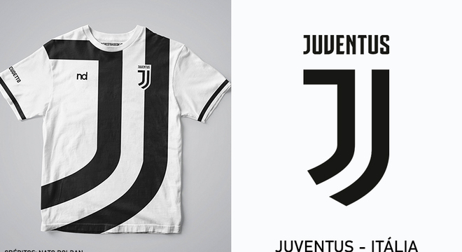 Camisas dos times de futebol inspiradas nos escudos dos clubes: Juventus