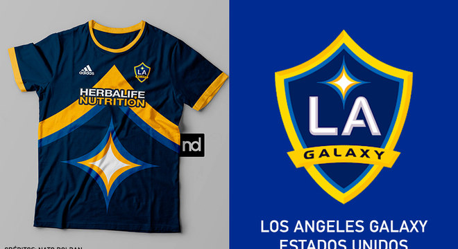 Camisas dos times de futebol inspiradas nos escudos dos clubes: LA Galaxy