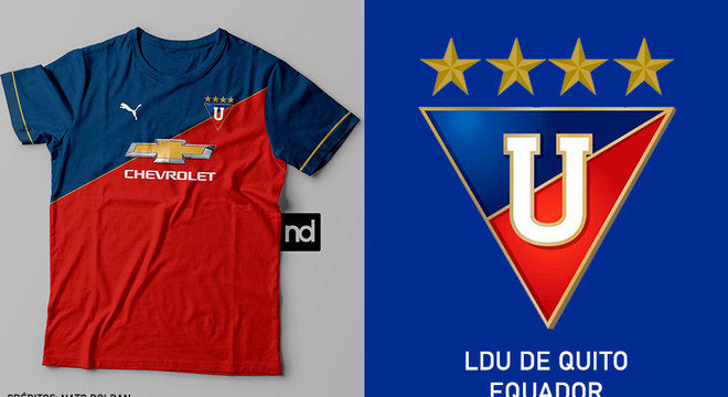 Camisas dos times de futebol inspiradas nos escudos dos clubes: LDU