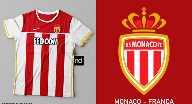 Camisas dos times de futebol inspiradas nos escudos dos clubes: Monaco