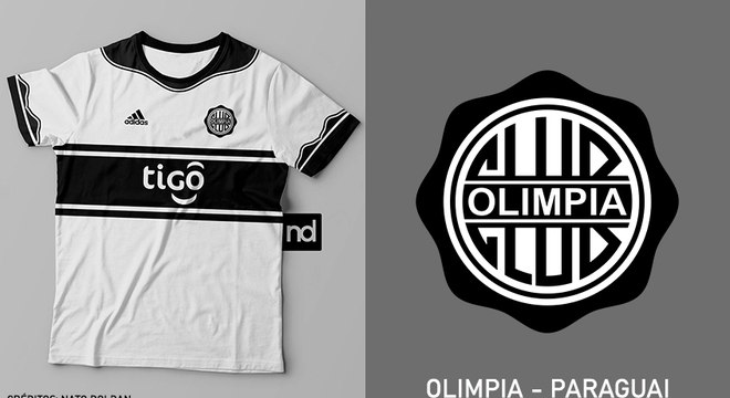 Camisas dos times de futebol inspiradas nos escudos dos clubes: Olimpia