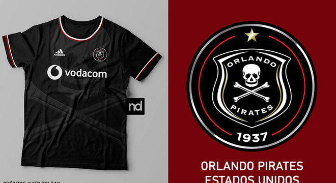 Camisas dos times de futebol inspiradas nos escudos dos clubes: Orlando Pirates