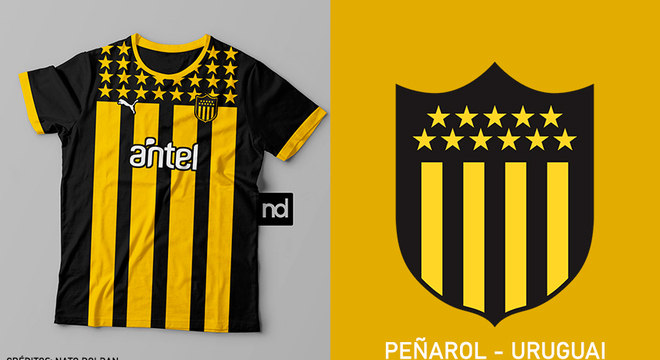 Camisas dos times de futebol inspiradas nos escudos dos clubes: Pearol