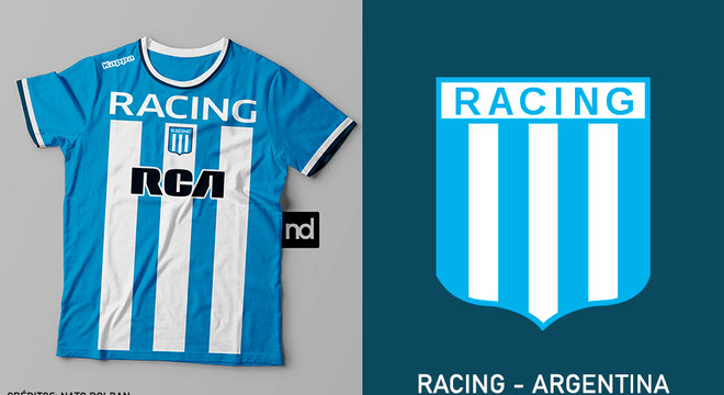 Camisas dos times de futebol inspiradas nos escudos dos clubes: Racing