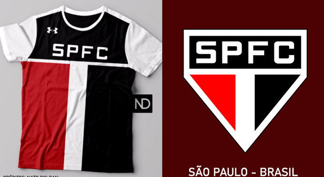 Camisas dos times de futebol inspiradas nos escudos dos clubes: São Paulo