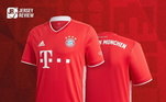 Outro gigante da Alemanha, o Bayern de Munique fez sua camisa no estilo vermelho dominante, com golas em V