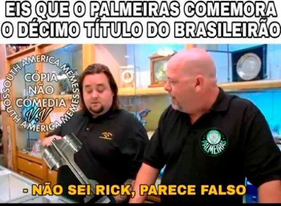 Campeão por fax? A contagem de títulos brasileiros do Palmeiras é sempre alvo de memes dos rivais