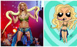 O icônico show de Britney no VMA 2001, quando a cantora se apresentou ao som do hit Slave 4 U com uma cobra sobre os ombros, foi representado pelo artista em desenho
