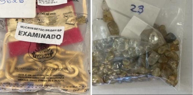 A Receita Federal realizará o segundo leilão eletrônico deste ano com produtos apreendidos no aeroporto internacional de Guarulhos, o mais movimentado do Brasil. Desta vez, serão correntes de ouro, diamantes, pedras preciosas e outras joias. As propostas podem ser feitas até as 20h do próximo dia 24, mas só de pessoas jurídicas. Os lances ocorrerão na manhã seguinte, às 16h. Outras informações estão disponíveis em edital. Quem tiver interesse pode participar por meio do portal do governo e-CAC. Veja nas fotos a seguir alguns lotes do leilão