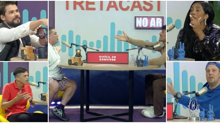 Ouvintes e amantes de podcasts, temos vários
programas fresquinhos saindo direto da Mansão mais badalada do momento! Na dinâmica desta segunda-feira (5), os
participantes de A Grande Conquista tiveram a oportunidade de assumir o microfone
e liderar um episódio do TretaCast. A liberdade poética foi concedida na
totalidade, contanto que eles alfinetassem um dos oponentes. Confira! 