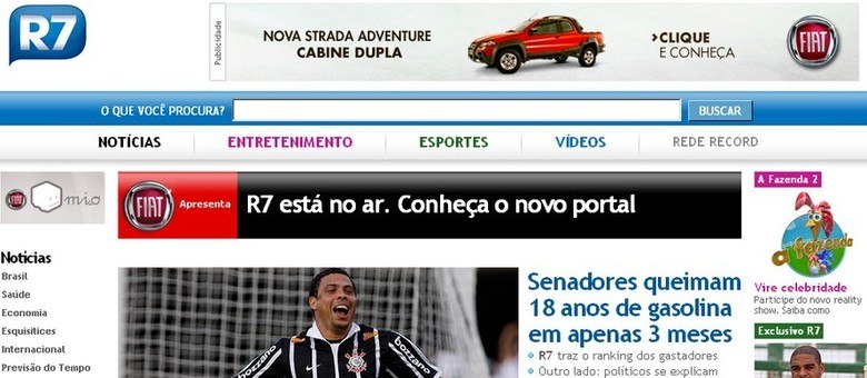 Estreia do Portal R7, em 27 de setembro de 2009, no mesmo dia em que a Record fazia 56 anos (Reprodução)
