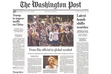 Morte de Marielle foi manchete do Washington Post