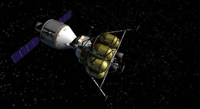 Para chegar até a Lua, a Nasa projeta uma cápsula semelhante à Apollo, mas três vezes maior - com capacidade para quatro astronautas 