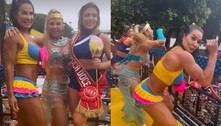 Sob chuva, Carla Perez, Scheila Carvalho e Sheila Mello dançam É o Tchan no Carnaval de Salvador
