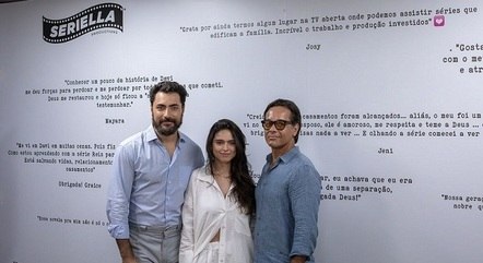 Carlo Porto, Nathalia Florentino e Leonardo Miranda, da equipe de 'Rainha da Pérsia', que terá gravações no Marrocos
