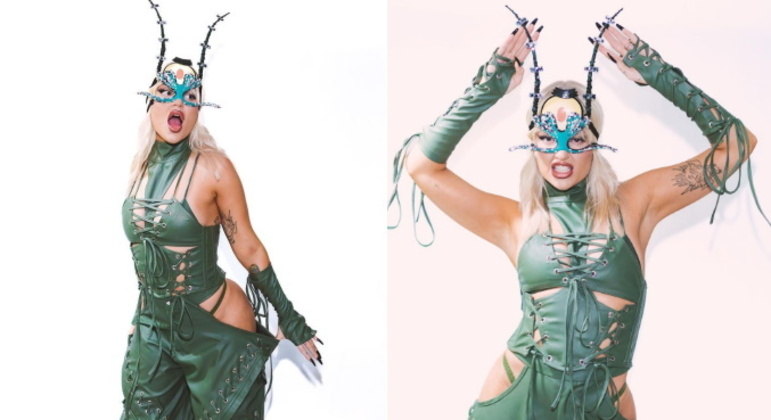 Luísa Sonza também caprichou ao se fantasias como Plankton, vilão de Bob Esponja. 