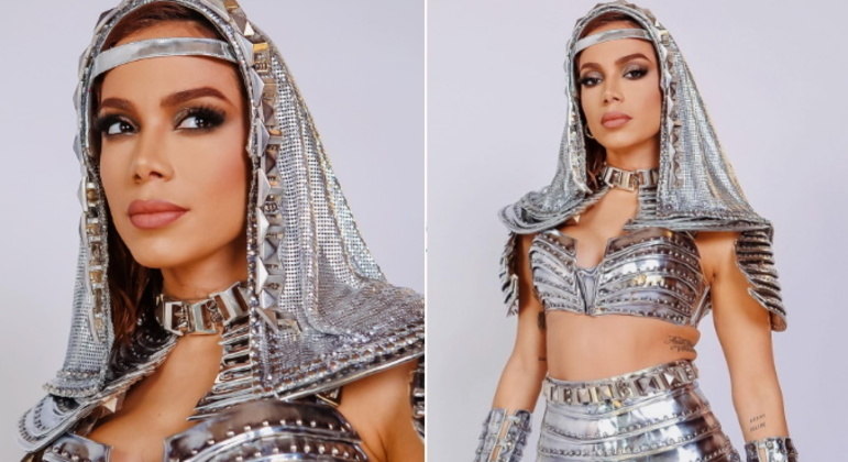 Com um look totalmente metalizado, Anitta homenageou uma figura histórica que também já foi adaptada em diversas produções: Joana d'Arc