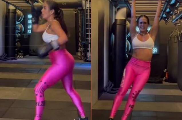 A influenciadora e empresária Carol Peixinho é também uma musa fitness que adora caprichar nos lookinhos de academia. Com frequência, ela usa peças neon na hora de malhar. No começo deste ano, por exemplo, Carol encarou um treino pesado usando uma calça rosa neon e um top branco 
