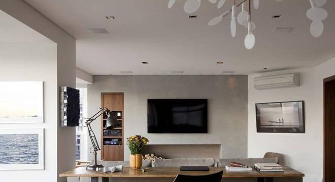 carpete de madeira home office amplo messa penna