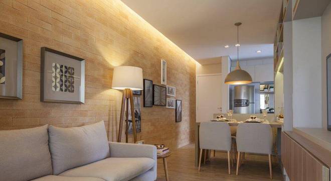 carpete de madeira sala apartamento pequeno tres arquitetura 