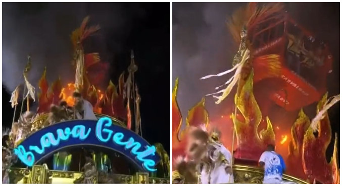 Carro alegórico da Beija-Flor pega fogo antes de entrar na avenida e  assusta foliões - Entretenimento - R7 Carnaval2023