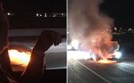 Um luxuoso Audi RS3 turbinado pegou fogo no meio de uma rodovia dos EUA, quando o ponteiro de velocidade marcava 240 km/h. Para piorar a situação, os freios do veículo falharam durante 3 longos minutos