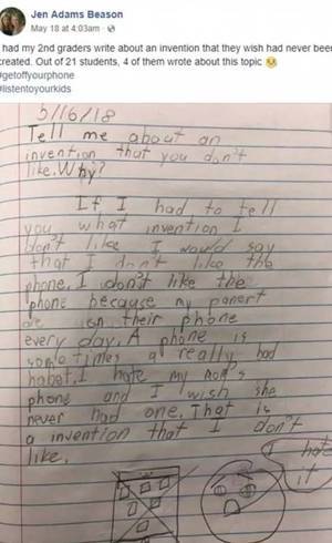 A carta em que a criança diz que não gosta de celular