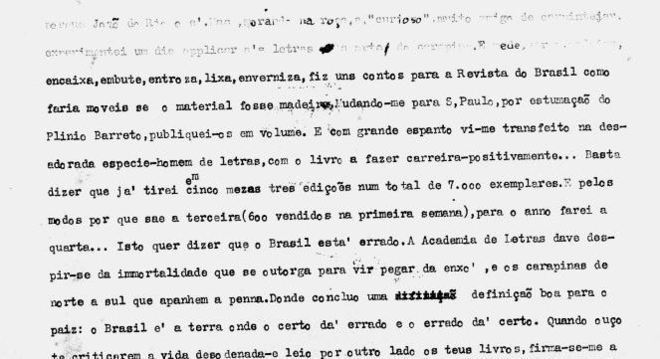 'O Brasil é a terra onde o certo dá errado, e o errado dá certo', diz Monteiro Lobato ao escritor Lima Barreto numa carta de 1918, ano da edição de 'Urupês'.