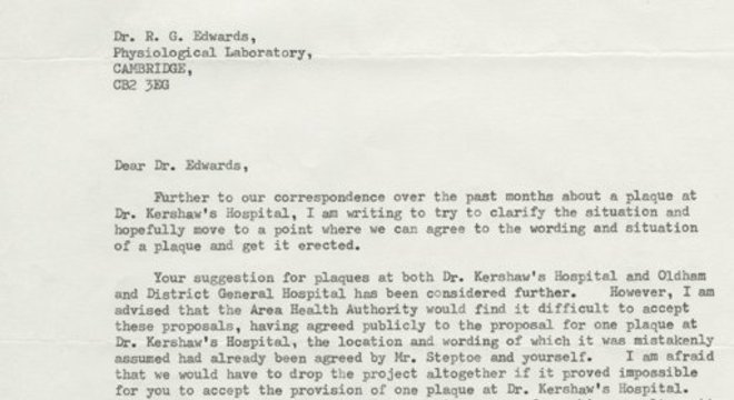 Robert Edwards pediu diversas vezes que Purdy fosse incluída em placas comemorativas de hospitais, sem sucesso