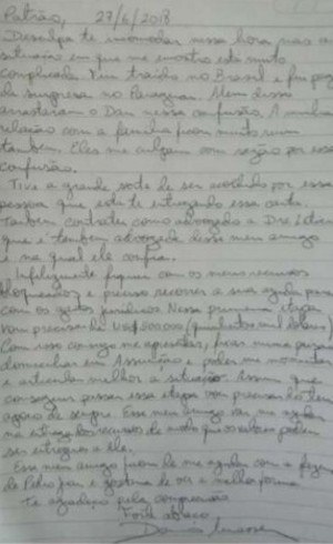 Carta que, segundo o MPF, foi enviada por Darío Messer ao ex-presidente do Paraguai, Horácio Cartes (Reprodução)