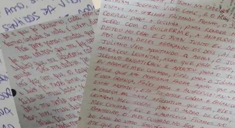 Cartas que Carina diz ter recebido de Anaflavia na prisão