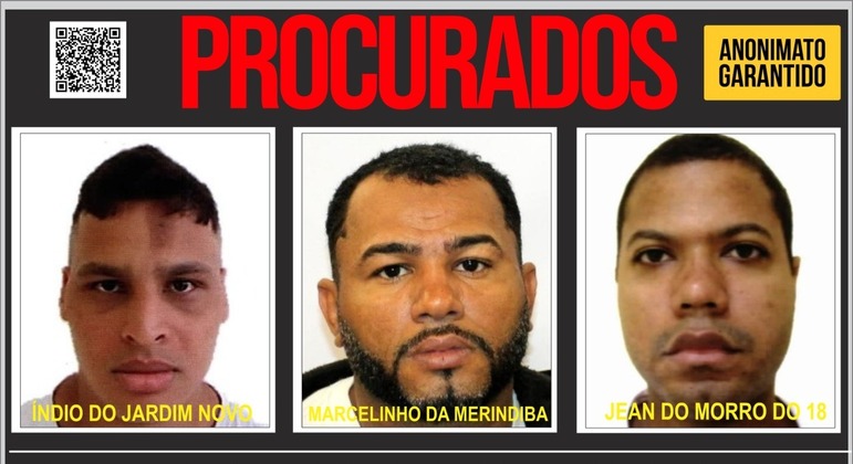 Cartaz com a foto dos fugitivos foi divulgada pelo Disque Denúncia