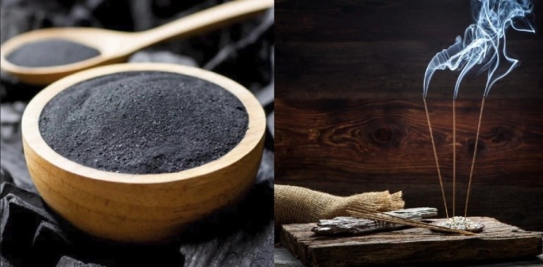 Carvão ativado, usado na produção artesanal de incenso. Reprodução/Império das Essências