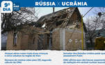 Casa destruída após bombardeio russo nos arredores de Kiev. Neste dia, um ataque aéreo russo matou duas crianças e cinco adultos na região de Kiev e, nos Estados Unidos, um senador pediu aos russos o assassinato de Putin