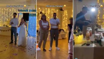 Casal serve lanches fast food em seu casamento e internet vai a loucura (Reprodução/TikTok/@thomasbillaudeau)