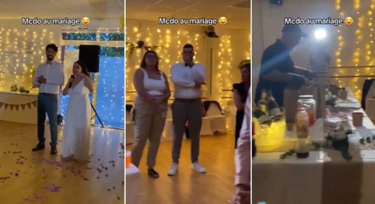 Casal serviu lanches, batatas fritas e nuggets no casamento
