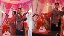 Pistola de fogos de artifício explode no rosto de noiva durante festa de casamento na Índia