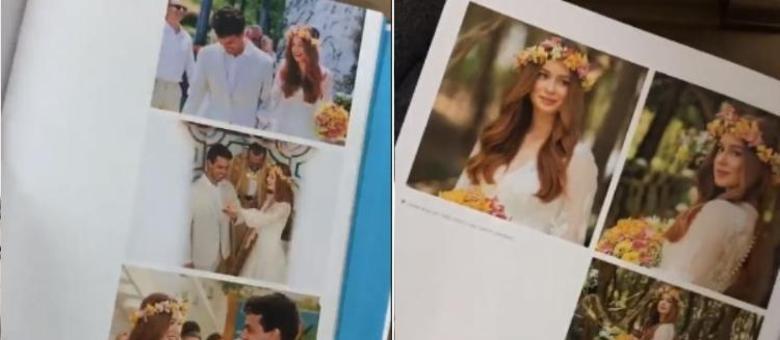 Atriz mostrou aos fãs as fotos do álbum que reúne suas quatro cerimônias de casamento